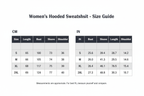 Women's Hooded Sweatshirt Size Guide