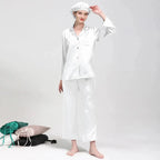 Women's Mulberry Silk Pajama Set | Long Sleeve 2-Piece Sleepwear Black Windia