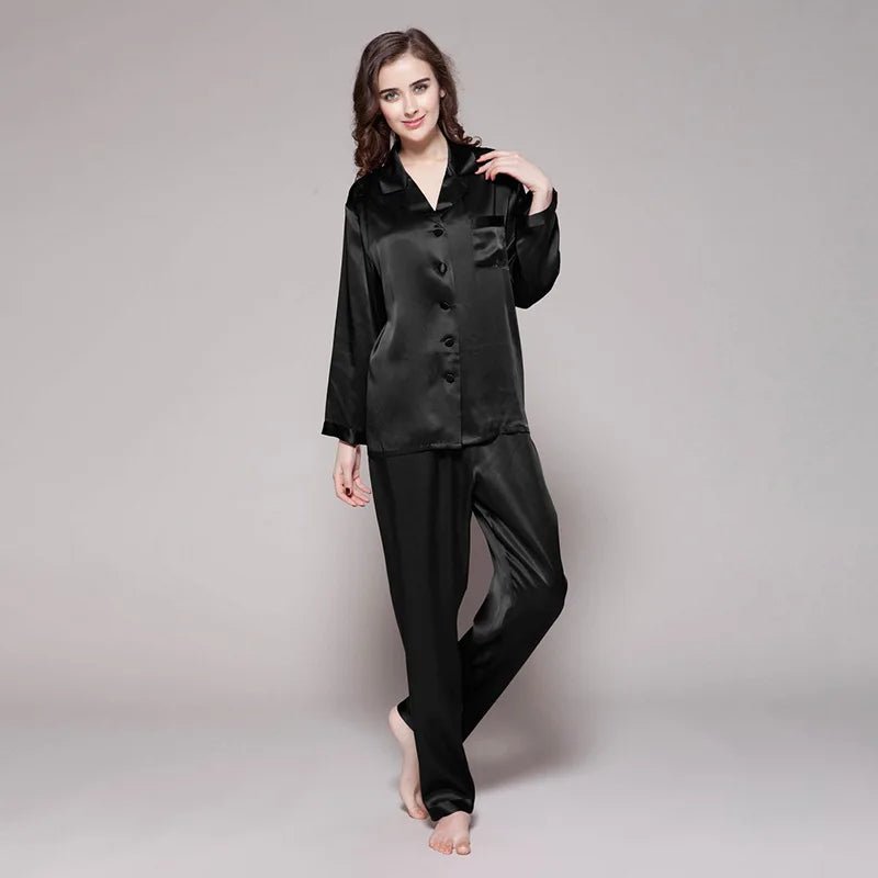 Women's Mulberry Silk Pajama Set | Long Sleeve 2-Piece Sleepwear - Windia