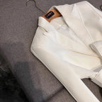 Women's Office Suit 2-Piece Blazer & Flared Pants Set | Quilted Single Button with Belt - Windia
