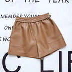Women's Sheepskin Leather Wide-Leg Shorts | Genuine Leather | Camel & Black | S–3XL S Windia