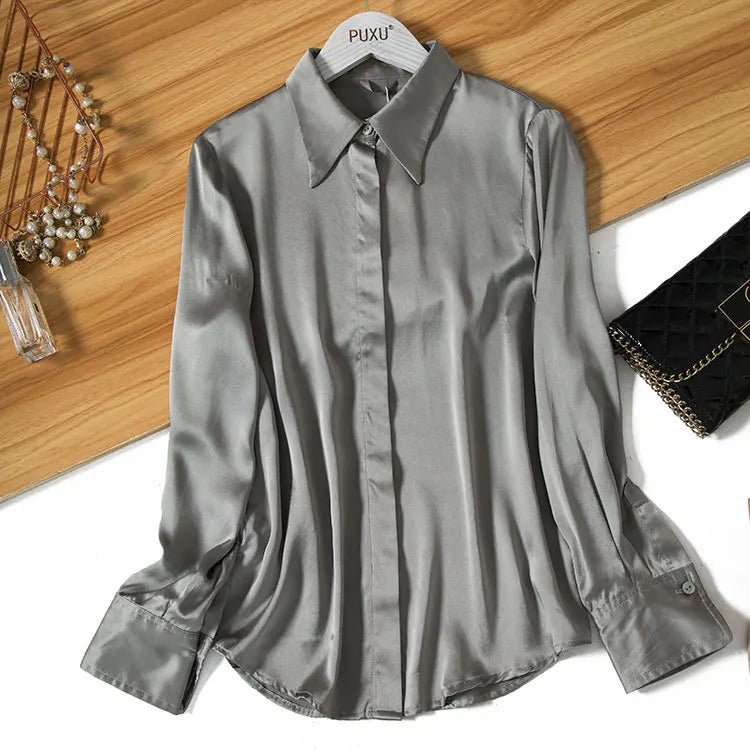 Women's Silk Satin Shirt | Long Sleeve Loose Blouse - Windia