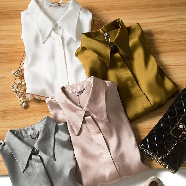 Women's Silk Satin Shirt | Long Sleeve Loose Blouse - Windia