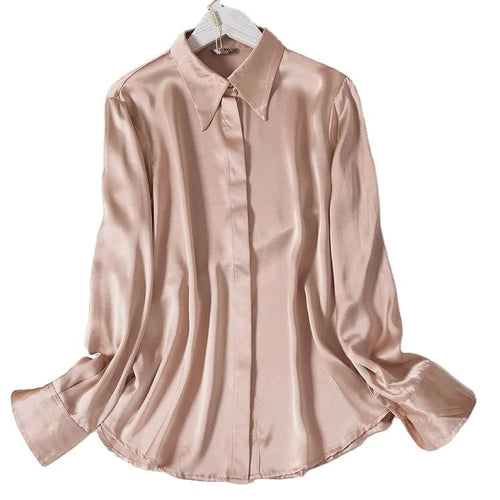Women's Silk Satin Shirt | Long Sleeve Loose Blouse - Windia