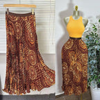 Elegant A-line Midi Skirt, High Waist & Pleats - Perfect for Day to Night! - Windia